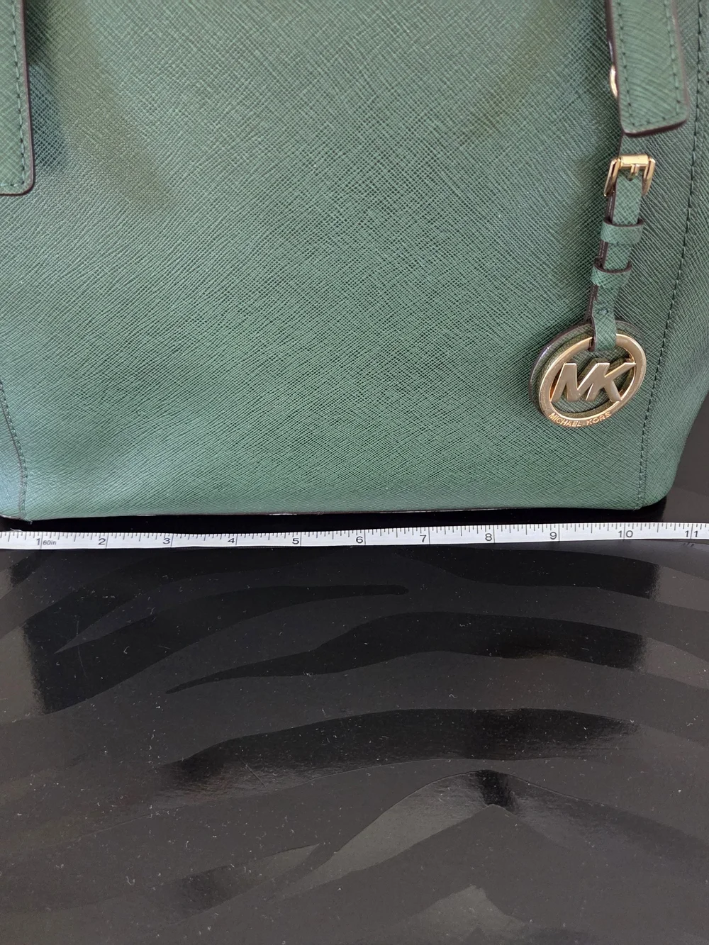 Michael Kors Emerald Green Saffiano Leather Tote with Gold Hardware
